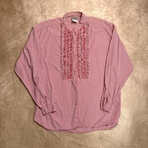 Vintage 90s Naf Naf Paris Ruffled Checkered Blouse Shirt Farmhouse Western Rodeo